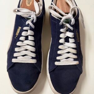 Puma Dark Blue Suede Sneakers with White Accents